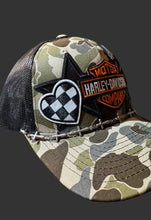 Load image into Gallery viewer, Camo Trucker Hat with HD patch and cross chain
