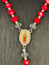 Load image into Gallery viewer, 20” Red and Clear Virgin Mary Rosary

