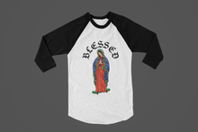 Load image into Gallery viewer, Kids Baseball T-shirts with Blessed Virgin Mary Skater
